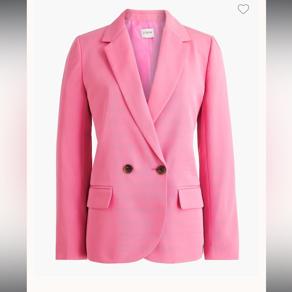 J. Crew Vibrant Pink Drapey Twill Double-Breasted Blazer